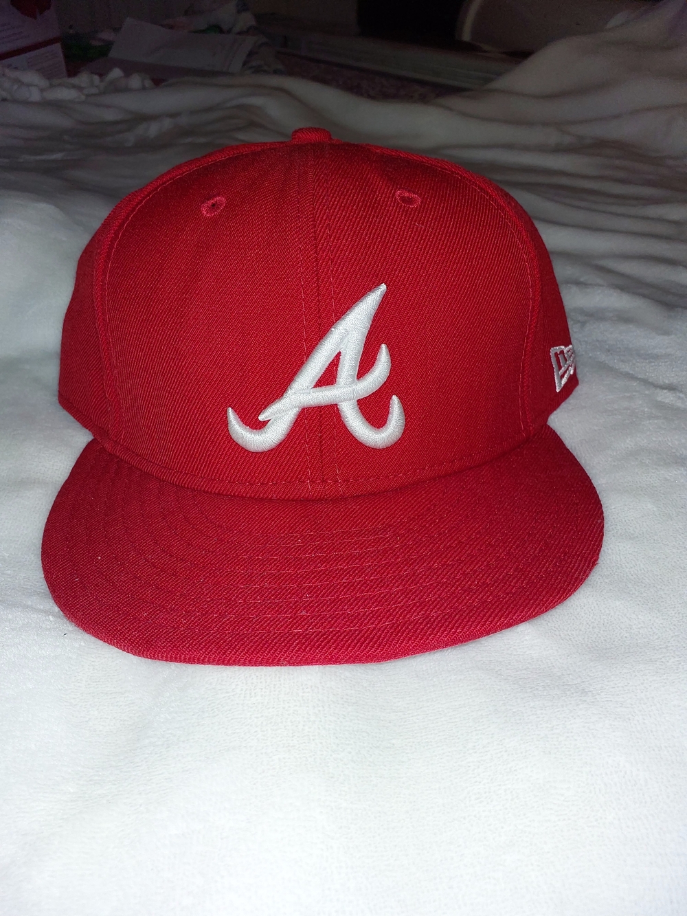 New ERA 59FIFTY Red Atlanta Braves New Era Fitted Hat - White 'A' Logo 7 5/8